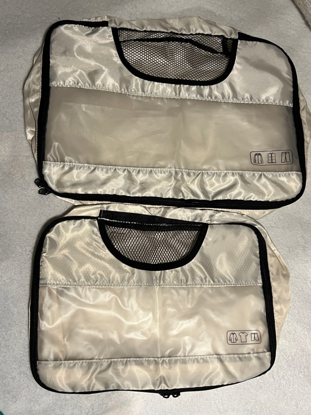 Off white neutral Cream Packing Cubes with peek through - Set of 2